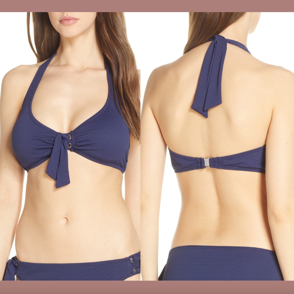 NEW Tommy Bahama Blue‎ Underwire Halter Bikini Top